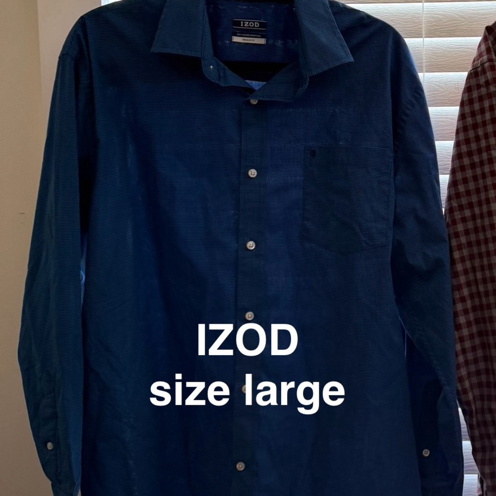 Izod Men's Dark Blue Casual Button Down Shirt